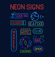 signs neon set colorful electric pointers vector image vector image
