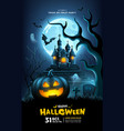 happy halloween black pumpkins smiling castle vector image vector image