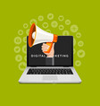 megaphone from laptop digital marketing vector image vector image