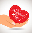 valentine heart in hand vector image vector image