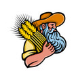 wheat grain farmer with beard mascot vector image vector image