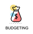 money bag icon for budgeting on white background vector image vector image