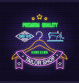 tailor shop neon design or emblem night vector image