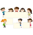 children holding blank white boards vector image