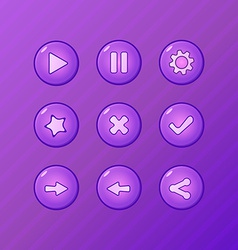 Set game ui elements - violet play pause options Vector Image