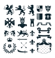 heraldic symbols emblems collection black vector image