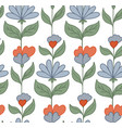 seamless pattern with blue groovy flowers on stems vector image vector image