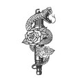 snake on spark plug and roses design element vector image