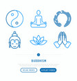 buddhism thin line icons set vector image