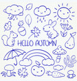 hello autumn kids collection of doodle elements vector image