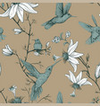 sketch pattern with birds and flowers vector image vector image