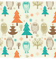 christmas forest with owl vector image vector image