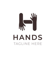 creative h letter logo design hands connection vector image