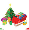 isometric open sleigh with bunch gift boxes vector image