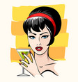 beautiful girl with cocktail vector image