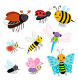 flying insects collection - cartoon bee vector image