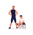 man training in sport gym with coach trainer vector image