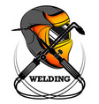 welder mask and welding machine vector image vector image