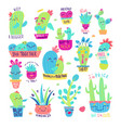 cacti characters set vector image