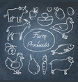 set of farm food icons in sketch style vector image