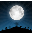 full moon with stars and trees vector image