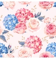 seamless rose and hydrangea vector image vector image