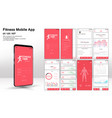 different ui ux gui screens fitnes app vector image