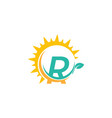 letter r icon logo with leaf combined vector image