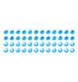 circle buttons with blue jelly texture and icons vector image