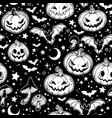monochrome seamless pattern of halloween pumpkins vector image