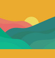 landscape with sunrise over mountains green wavy vector image