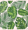 seamless background with tropic leaves vector image