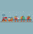 christmas train with bear reindeer gifts seamless vector image