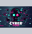 cyber punk man boy gamer portrait video games vector image vector image