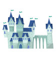 fairytale castle with towers and stone bridge vector image vector image