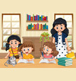 scene with kids doing homework at home vector image vector image