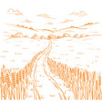 field road rural landscape hand drawn sketch vector image vector image