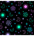 mystical esoteric pattern with sun moon and magic vector image