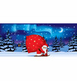 santa claus by ski with a red big sack vector image vector image