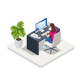 isometric business woman working at home vector image