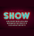 retro cinema font design cabaret led lamps vector image