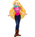 blond teenage girl in tshirt and pants vector image