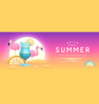 summer party background with 3d plastic cocktail vector image