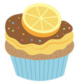 sweet cupcake with lemon slice tasty pastry icon vector image vector image
