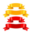 realistic gold and red ribbons set banners vector image