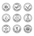 cbd oil icons set including thc free 100 natural vector image vector image