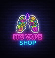 vape shop neon sign vaping store logo vector image