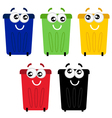 funny colorful recycle bin mascots vector image vector image