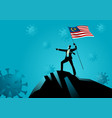 businessman optimistically standing on a mountain vector image vector image