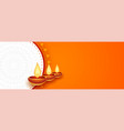 happy diwali orange diya banner with text space vector image vector image
